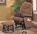 Microfiber Saddle Color Swivel Glider Recliner With Ottoman