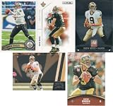 Drew Brees 5 Card Gift Lot Containing One Each of His 2011 Prestige, Rookies and Stars, Threads and Donruss Elite Mint Condition New Orleans Saints Cards, Plus a 2010 SP Authentic Purdue University Card. Shipped in 100 Card Cardboard Storage Box!