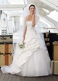 David's Bridal Wedding Dress: Taffeta Ball Gown with Organza Underlay Style WG3120