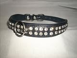 Leder Hundehalsband mit Strass in Schwarz