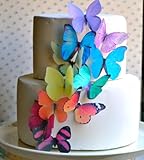 Edible Butterflies &copy; -Large Rainbow Variety Set of 12 - Cake and Cupcake Toppers, Decoration