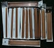 8 inches (20.3cm) in length, One set of 12 size double pointed bamboo knitting needles US 0-10.5. total 60 needles