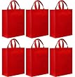 Reusable Gift Bags, Medium, Red 6 Pack