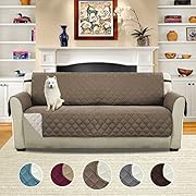 H.VERSAILTEX Pet Friendly Reversible Plush Faux Suede Furniture Protector for Dogs Cats, Features Protect from Pets, Spills, Wear and Tear (Sofa: Taupe/Beige)-75 X 110