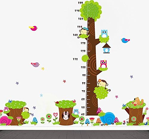 Nursery XL Wall Decal, Nursery Monkey, Owl,Bunny Growth Chart Wall Decal, Nursery Wall Decor, Nursery Animal Wall Sticker