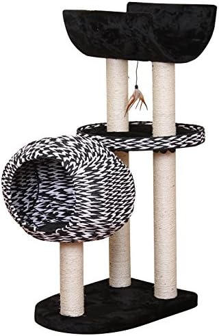 PETPALS GROUP Cat Condo with Curved Napping Perch, Black and White