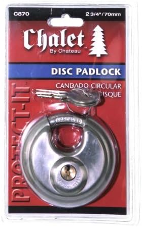 Chalet Disk Padlock - Round Padlock with Shielded Shackle, 2-3/4-inch, Stainless Steel by Chateau