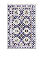 Huella deco Alfombra Bañada en Vinilo (Azul/Amarillo)