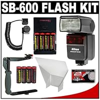 Nikon SB-600 AF Speedlight Flash + 8 Batteries and Charger + Bounce Reflector + i-TTL Flash Cord + Stroboframe 350 Bracket for Nikon D5000, D3100, D3000, D7000, D300s, D300, D90, D60 and D40 Digital SLR Cameras