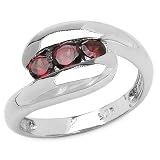 0.60 Carat Genuine Garnet Rounds Silver Ring