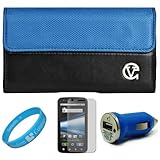 Blue & Black Portola Leather Carrying Holster with Fixed Belt-Clip and Magn ....