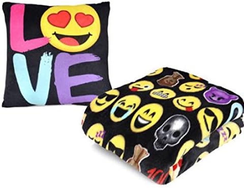 Emoji Pals Plush Throw Blanket and Pillow Set - Love