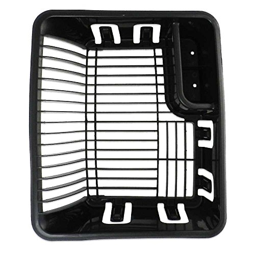 Dish Drainer / Dish Rack Organizer Black with Rubber Feet, 15" x 12
