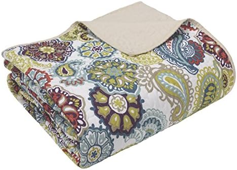 Mi Zone Asha Polyester Paisley Quilted Reversible Throw, 60"W x 70"L