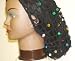 Hand Crocheted Black Rayon Cotton Gimp Large Gloria Snood Trimmed with Multi Color Beads for Women