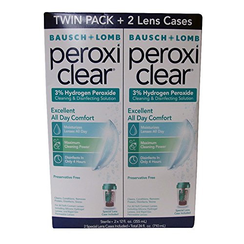 Bausch + Lomb Peroxi Clear, Cleaning & Disinfecting Solution, 2-pack, 12 Fl. Oz Each
