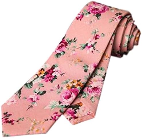 Gazebo Green Modern Cotton Skinny Necktie with Floral Design - Rose
