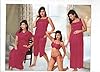 Indiatrendzs Women's Silk Satin Nighty Dark Pink 6 pc Set Bedroom Sleepwear Free Size
