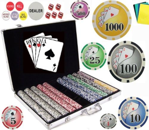 Bluff King 1000 Las Vegas Style 11.5 Gram Clay Composite Gambling Poker Chip Chipset.