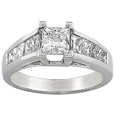 1.50 carat total weight Princess Cut Diamond Ring (HI/SI) in 14k White Gold