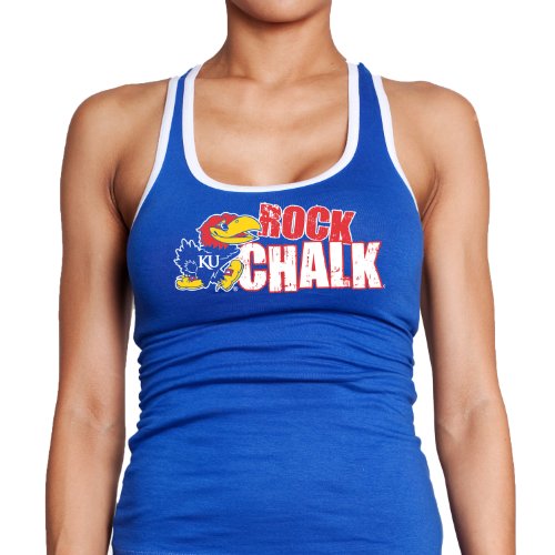 NCAA Kansas Jayhawks Racerback Tank Top, Royal Blue, Medium