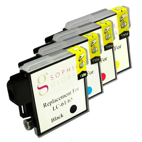 Sophia Global Compatible Ink Cartridge Replacement for Brother LC61 (1 Black, 1 Cyan, 1 Magenta, 1 Yellow)