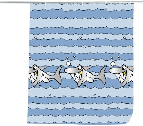 WENKO 19229100 Duschvorhang Sharky - hochwertiges Textilgewebe, 180 x 200 cm