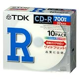 TDK CD-R 700MB 32倍速対応 ホワイトワイドプリンタブル 5mmPケース入り 100枚パック CD-R80PWDX10AX10