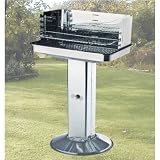 Zoom Produkt-Bild: Edelstahl S&auml;ulengrill / 89x54x34cm / 5 Stufen / BBQ Grill eckig mit Bel&uuml;ftung und Entleerung, BE-95180