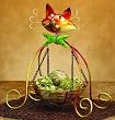 15" Suspended Table Top Basket with Spring Motion Friendly Kitty Cat Face
