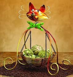 15" Suspended Table Top Basket with Spring Motion Friendly Kitty Cat Face