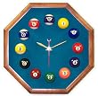 13in Octagon Billiard Clock Mahogany & Std Green Mali Felt