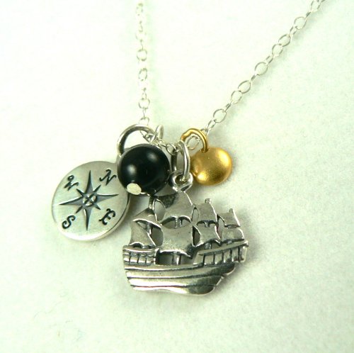 Pirate Treasure Sterling Silver Charm Necklace 