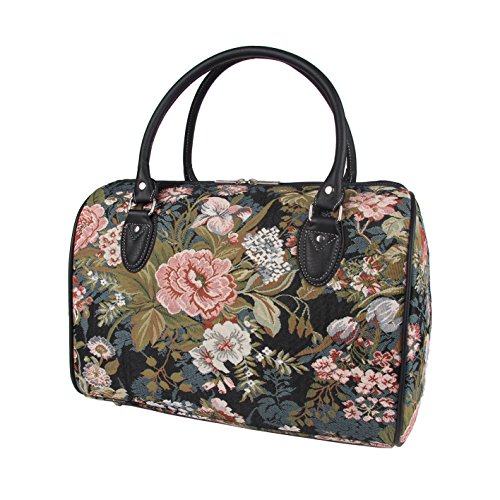 Signare Womens Fashion Canvas Tapestry Travel Weekend Overnight Bag in Floral Peony Design