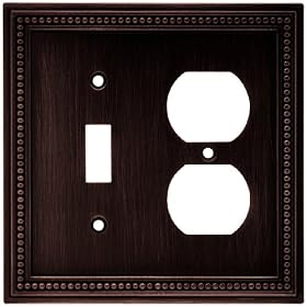 Liberty Hardware 64406 Beaded Single Switch/Duplex Wall Plate, Venetian Bronze