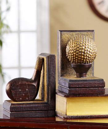 GOLF golfer CLub ball Desk Office BOOKENDS storage 2pc