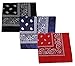 KENTAL 3pcs 2222 Inch 100% Cotton Bandanas Black/Red/Navy Blue Novelty Paisley Cowboy Party Bandanas W Gift Card