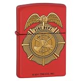 Zippo Fireman Badge Red Matte Lighter, 7284