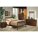 5 PCS Mission Style Dark Brown Finish Queen Size Bedroom Set by AtHomeMart
