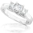 3/4ctw Diamond Three stone Trellis Ring in 14Kt White Gold (HI/I1) &nbsp;