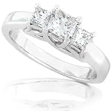 3/4ctw Diamond Three stone Trellis Ring in 14kt White Gold (HI/I1)  