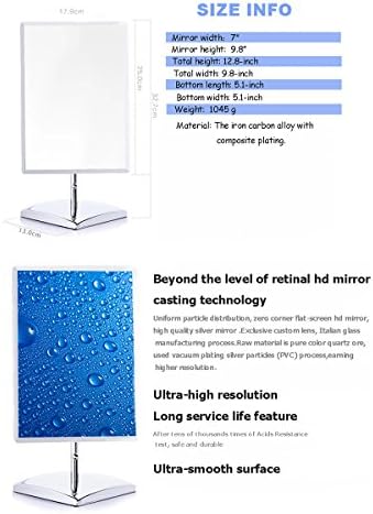 Mecora Tabletop Clear Square Mirror 360 Degree Swivel Vanity Mirror Chrome Finish Mm39601