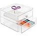 mDesign Office Supplies Desk Organizer for Staplers, Scissors, Pens, Markers, Highlighters - 2 Drawers, Clear