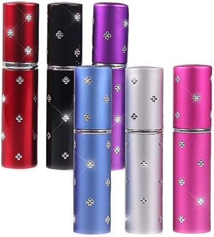 SKEDA 5ML 6pcs Amazing Travel Perfume Atomizer Refillable Mini Perfume Bottle Spray Blue,Red,Purple,Pink,Silver,Black