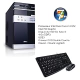 Ordinateur spécial promo: Intel Dual Core 2.4Ghz, Windows 7 Edition Familiale x64, Disque dur 500Go, 4Go DDR3