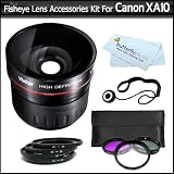 58mm Fisheye Lens Kit For Canon XA10 HD Professional Camcorder Includes HD Super Wide Fisheye 0.21x Conversion Lens + 3pc (UV-CPL-FLD) High Resolution Multi Coated Filter Kit + Lens Cap Keeper + MicroFiber Cleaning Cloth