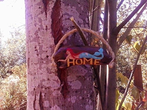Small red haired mermaid HOME driftwood sign