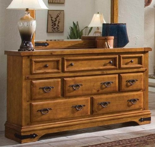 Storage Dresser with Decorative Handles in Distress Pine Finish