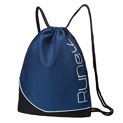 Runetz - NAVY BLUE Gym Sack Bag Drawstring Backpack Sport Bag for Men & Women - Navy Blue