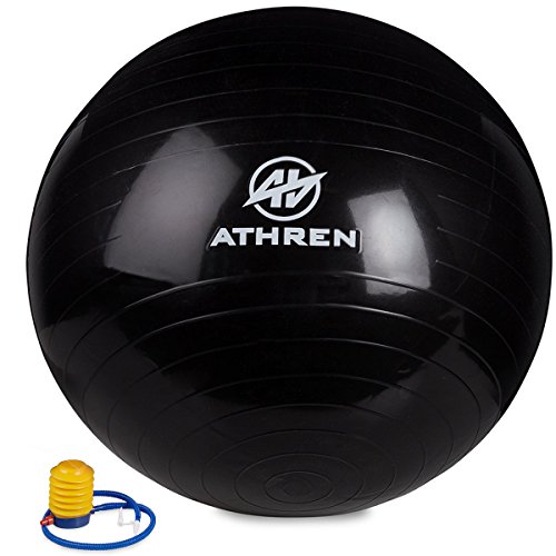 Exercise Ball with Foot Pump (GYM QUALITY FITNESS BALL) - 2000lbs Anti-burst - Also Known as: Fitness Ball - Yoga Ball - Swiss Ball - Multiple Colors and Sizes - (Black, 65cm)
